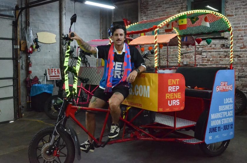 EZ pedicab parked curbside